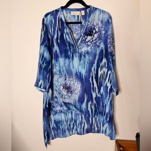 Chico's Vibrant Blue Floral Tunic